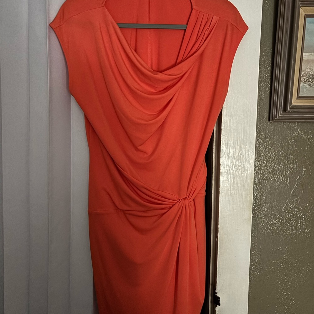 Elegant Orange Draped Dress
